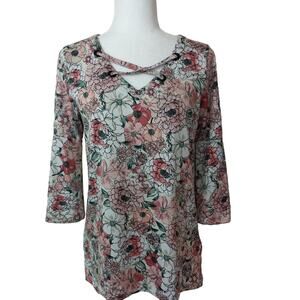 Emaline 3/4 Sleeve Floral Print Top